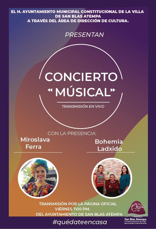 Concierto Musical #SanBlasAtempa este miércoles a las 7 de la noche